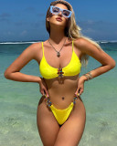 Beach solid color sexy diamond two piece swimsuit bikini