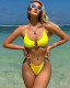 Beach solid color sexy diamond two piece swimsuit bikini