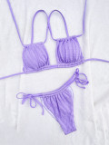 Women's two-piece swimsuit solid color thong bikini swimwear