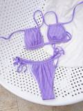 Women's two-piece swimsuit solid color thong bikini swimwear
