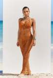 Summer Sexy Bikini Set Hollow Out Beach Dress Three-piece Set