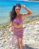 Summer sexy hand-made knitted fringed beach cover-up skirt set