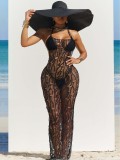 Summer Sexy Bikini Set Hollow Out Beach Dress Three-piece Set
