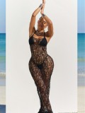 Summer Sexy Bikini Set Hollow Out Beach Dress Three-piece Set