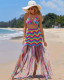 Summer sexy hand-made knitted fringed beach cover-up skirt set
