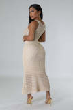 Boho beach tassel fishnet knitted casual two-piece skirt set