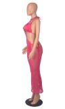 Sexy Beach Style Women's Fishnet Cover-ups Bikini Three Piece Set