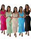 Boho beach tassel fishnet knitted casual two-piece skirt set