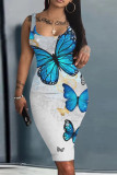 (Customize) Sexy digital print sleeveless round neck slim tank dress