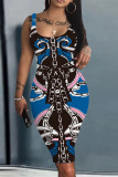 (Customize) Sexy digital print sleeveless round neck slim tank dress