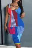 (Customize) Sexy digital print sleeveless round neck slim tank dress