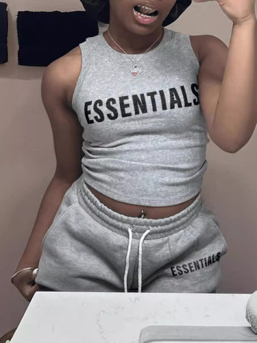 Summer print tank top shorts matching two piece set