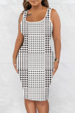 (Customize) Sexy digital print sleeveless round neck slim tank dress