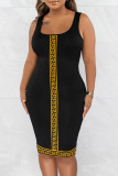 (Customize) Sexy digital print sleeveless round neck slim tank dress