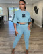 Summer letter print t-shirt pants matching two piece set