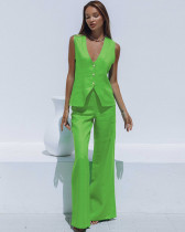 Solid Color Sleeveless Vest Pants Casual Suit Fashionable Work Wear Two-piece Set