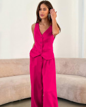Solid Color Sleeveless Vest Pants Casual Suit Fashionable Work Wear Two-piece Set