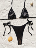Strings bikini swimsuit women's metallic swimwear