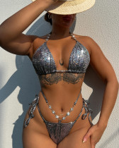 Matching Bikini Set Diamond Strings Sexy Swimwear