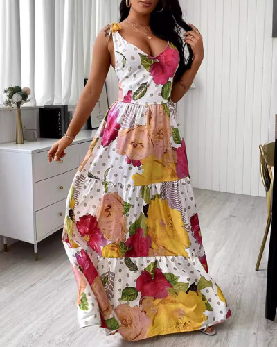 Summer Boho Beach Vocation Style Floral Long Maxi Dress