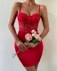 Sexy red lace sling party dress