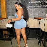 Summer Sexy Beaded Denim Set Vest Mini Skirt Two Piece Clothing