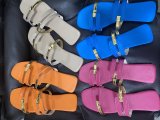Indoor outdoor flat slippers for women contrast color fashion sandals