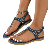 Studded flat flip-flops sandals for women fashionable bohemian style Roman sandals