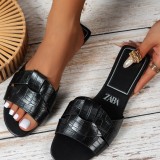 Indoor outdoor flat slippers for women cross solid color fashion sandals
