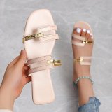 Indoor outdoor flat slippers for women contrast color fashion sandals