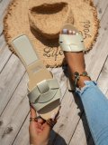 Indoor outdoor flat slippers for women cross solid color fashion sandals