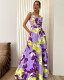 Fashion vocation outfit printed crop top long skirt set