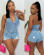Summer denim vest and shorts set