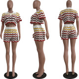 Hand knitted casual shorts set