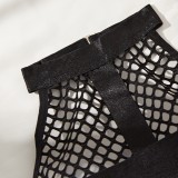 Sexy underwear fishnet halter neck openable crotch garter bodysuit