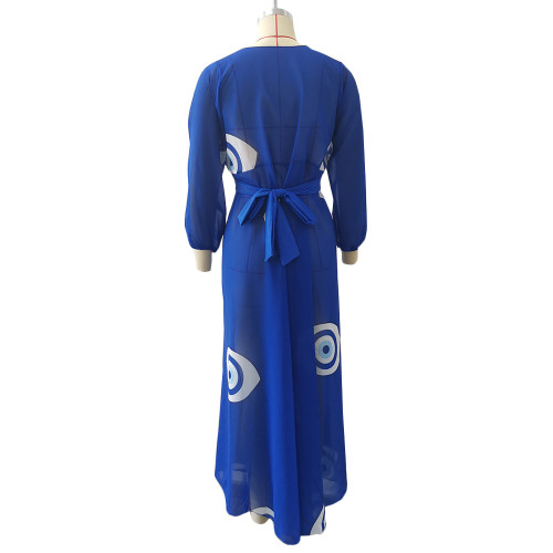 Chiffon beach cover-ups printed seaside maxi dress