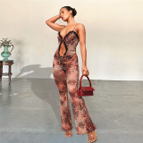 Summer sexy sleeveless suspender slim fit jumpsuit