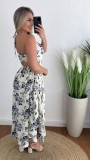 Resort style digital printed halter neck strapless maxi dress