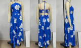 Resort style digital printed halter neck strapless maxi dress