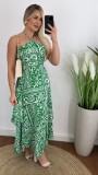 Resort style digital printed halter neck strapless maxi dress