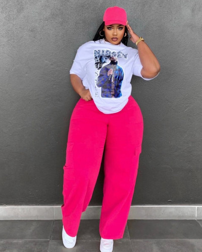 Fashionable casual print shirt and pants two-piece set