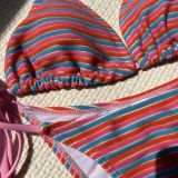 Striped print sexy two-piece bikini