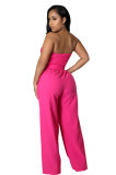 Summer casual solid color fit-and-loose strapless jumpsuit