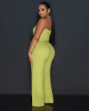 Summer casual solid color fit-and-loose strapless jumpsuit