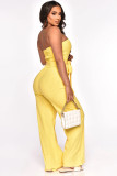 Summer casual solid color fit-and-loose strapless jumpsuit