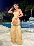 Fashionable sexy multi-pocket cargo jumpsuit
