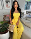 Summer casual solid color fit-and-loose strapless jumpsuit