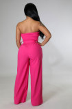 Summer casual solid color fit-and-loose strapless jumpsuit