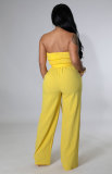 Summer casual solid color fit-and-loose strapless jumpsuit