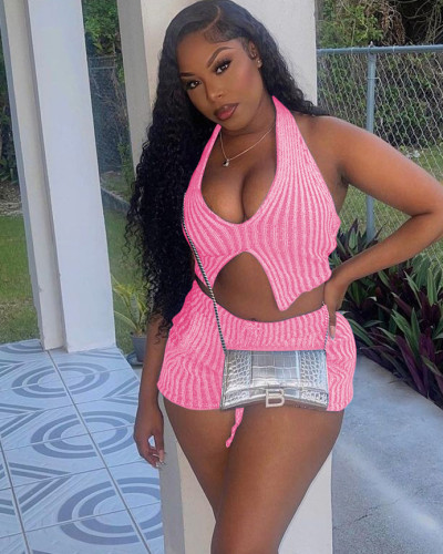 Fashionable Casual Knit Tank Top Shorts Set